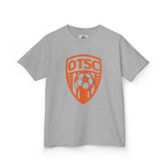 Kids Soccer Tee - OTSC Emblem, Fun Grey Cotton T-Shirt for Young Fans
